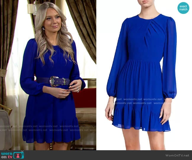 Milly Jackie Blouson-Sleeve Chiffon Dress worn by Abby Newman (Melissa Ordway) on The Young and the Restless