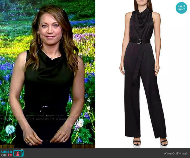 Milo Sleeveless Belted Jumpsuit by Reiss worn by Ginger Zee on Good Morning America