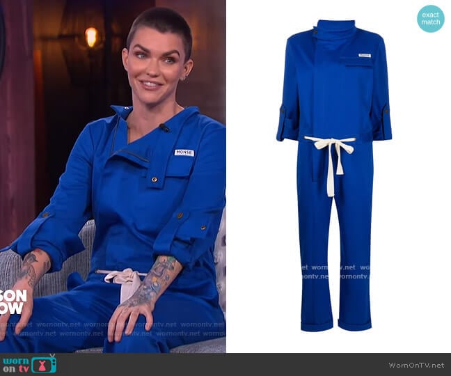 Racer cotton jumpsuit by Monse worn by Ruby Rose on The Kelly Clarkson Show