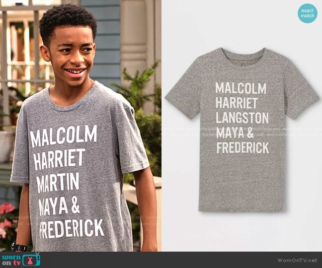 Names Graphic Short Sleeve T-Shirt by Well Worn at Target worn by Shaka McKellan (Isaiah Russell-Bailey) on Family Reunion