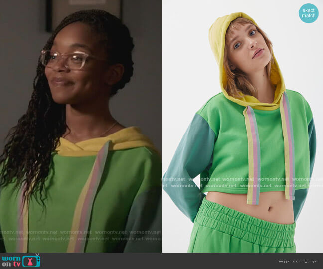 Dalia Cropped Hoodie by Out From Under worn by Diane Johnson (Marsai Martin) on Black-ish