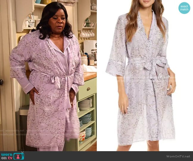 Cherry Blossom Cotton & Silk Robe by Papinelle  worn by MDear (Loretta Devine) on Family Reunion