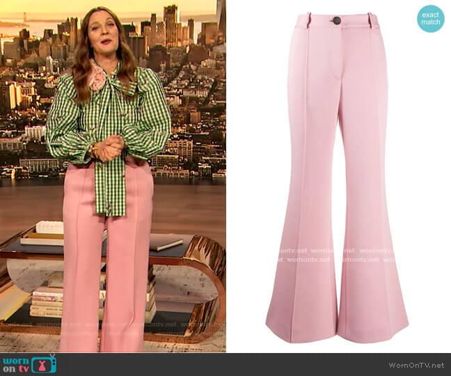 Twill Wide-leg Trousers by Peter Do worn by Drew Barrymore on The Drew Barrymore Show