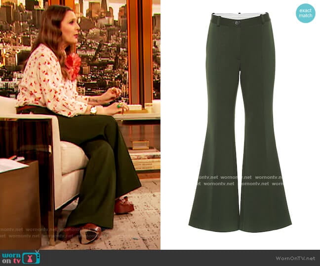 Twill Flared Pants by Peter Do worn by Drew Barrymore on The Drew Barrymore Show