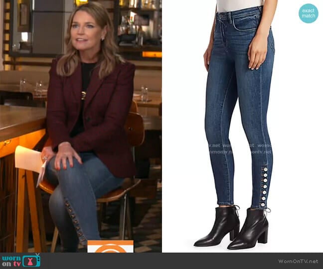 Piper High-Rise Button-Hem Skinny Jeans by L'Agence worn by Savannah Guthrie on Today