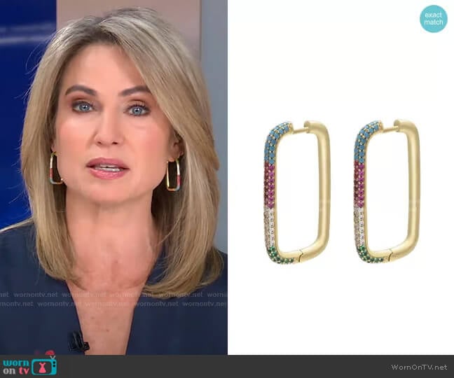 Posh Rectangular Hoops by Accessory Concierge worn by Amy Robach on Good Morning America