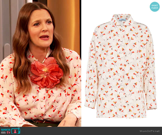 Floral Print Buttoned Shirt by Prada worn by Drew Barrymore on The Drew Barrymore Show