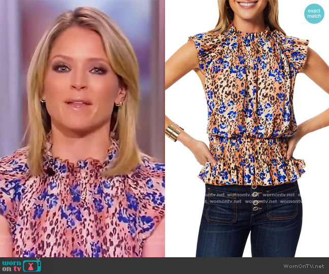 Amelia Printed Ruffle Blouse by Ramy Brook worn by Sara Haines on The View