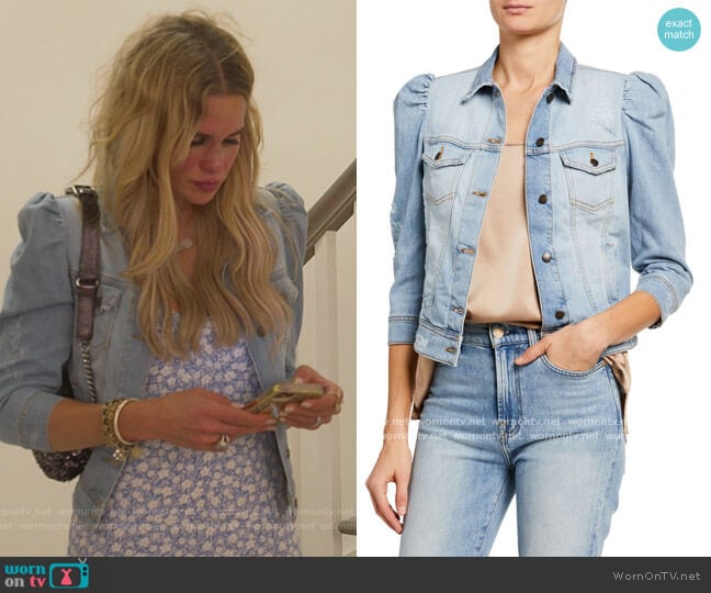 Ada Puff-Sleeve Denim Jacket by Retrofete worn by Jackie Goldschneider on The Real Housewives of New Jersey