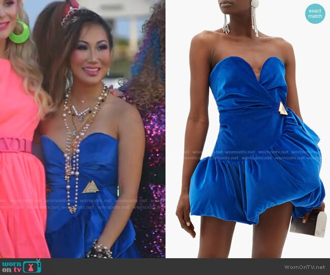 Ruffled Velvet Mini Dress by The Attico worn by Tiffany Moon on The Real Housewives of Dallas