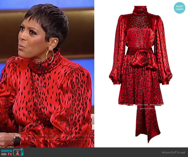 Leopard Satin Minidress by Saint Laurent worn by Tamron Hall on Tamron Hall Show