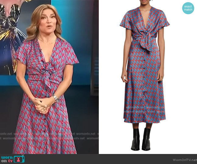 Catny Print Midi Dress by Sandro worn by Kit Hoover on Access Hollywood