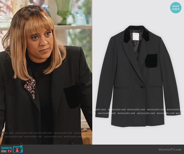 Tailored jacket by Sandro worn by Cocoa McKellan (Tia Mowry-Hardrict) on Family Reunion