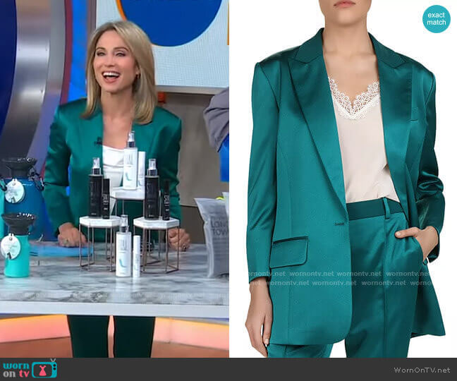WornOnTV: Amy’s green satin blazer and pants on Good Morning America ...