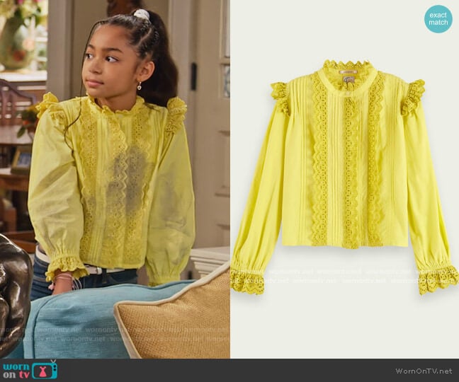 Lacy Long Sleeve Top by Scotch and Soda worn by Ami (Jordyn Raya James) on Family Reunion