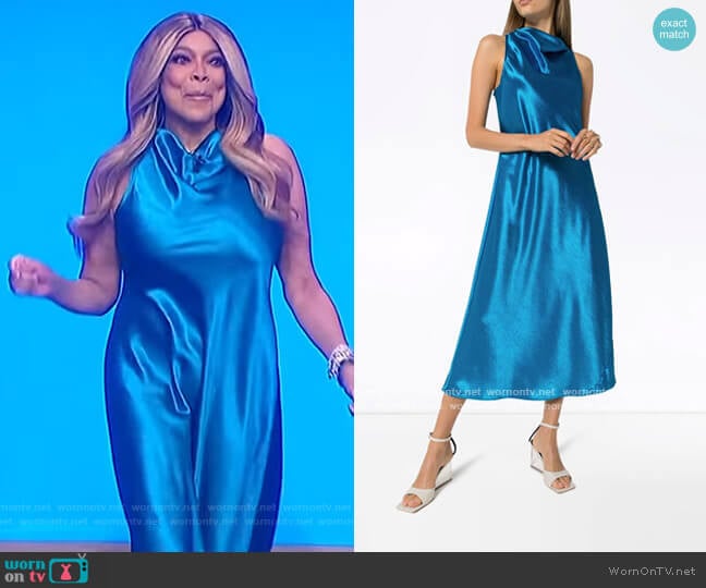 Andy cowl-neck midi dress by Sies Marjan worn by Wendy Williams on The Wendy Williams Show