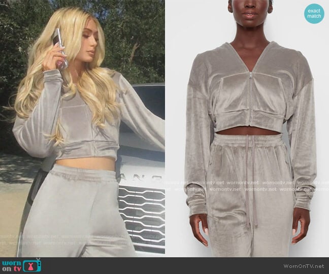 Velour Hoodie and Pants by Skims worn by Paris Hilton on Keeping Up with the Kardashians