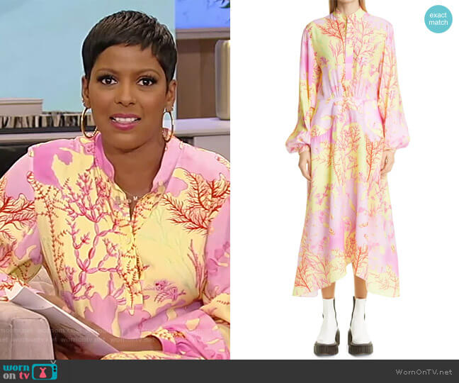 Alyssa Floral Print Long Sleeve Silk Midi Dress by Stella McCartney worn by Tamron Hall on Tamron Hall Show