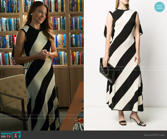 Striped-Knit Cape-Style Midi Dress by Stella McCartney worn by Liza Miller (Sutton Foster) on Younger
