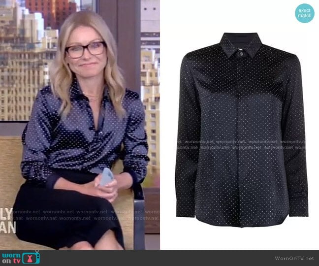 WornOnTV: Kelly’s studded blouse and black skirt on Live with Kelly and ...