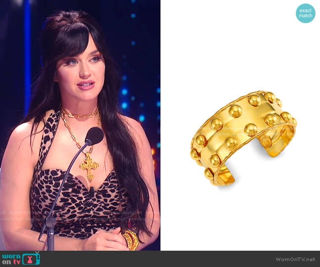 Stone Massaï Goldtone Studded Cuff by Sylvia Toledano worn by Katy Perry on American Idol