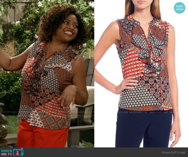 WornOnTV: Sharon’s sleeveless patchwork print top on Call Your Mother ...