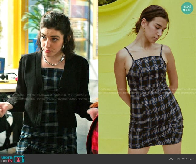 Monica Plaid Square Neck Mini Dress by Urban Outfitters worn by Morgan Taylor Campbell on Zoeys Extraordinary Playlist