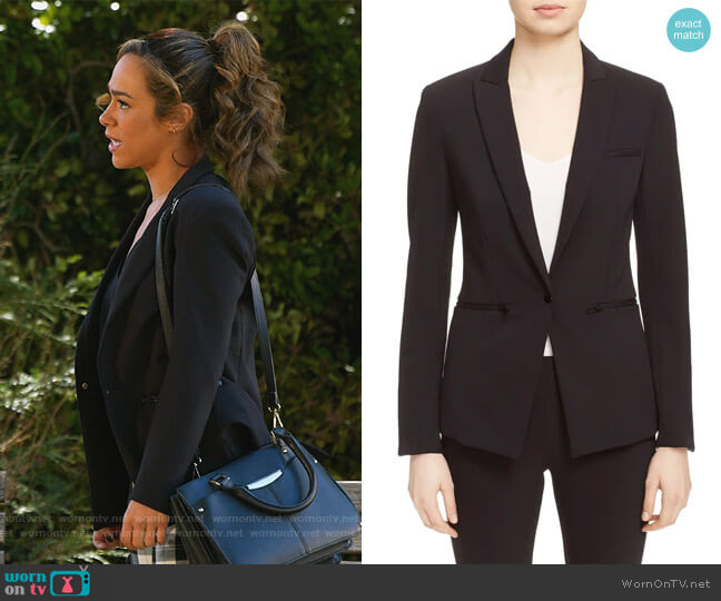 Scuba Jacket by Veronica Beard worn by Emily Lopez (Jessica Camacho) on All Rise