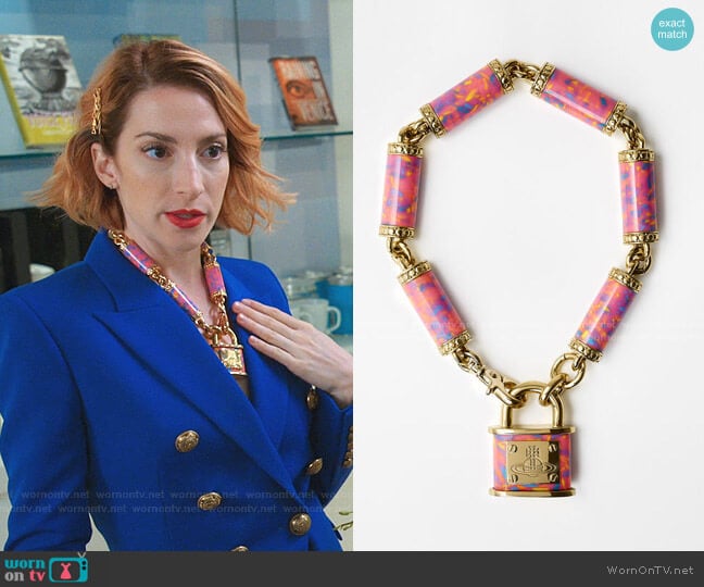 Roman Necklace by Vivienne Westwood worn by Lauren (Molly Bernard) on Younger