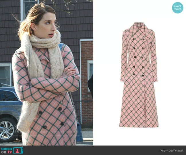 Wool-Blend Checked Coat by Miu Miu worn by Lauren (Molly Bernard) on Younger