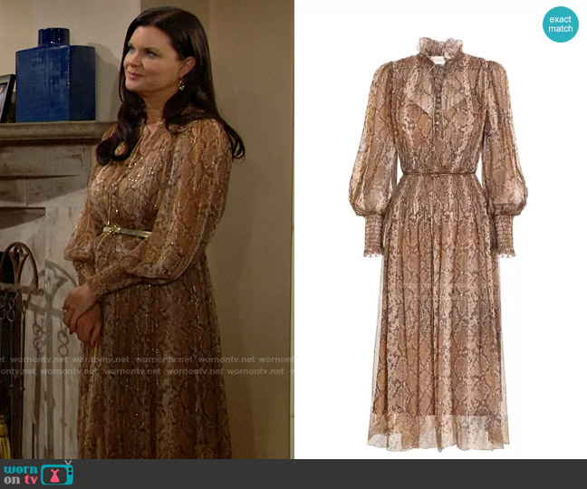 Zimmermann Botanica Python Midi Dress worn by Katie Logan (Heather Tom) on The Bold and the Beautiful