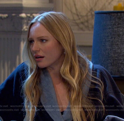 Abigail’s black and grey robe on Days of our Lives