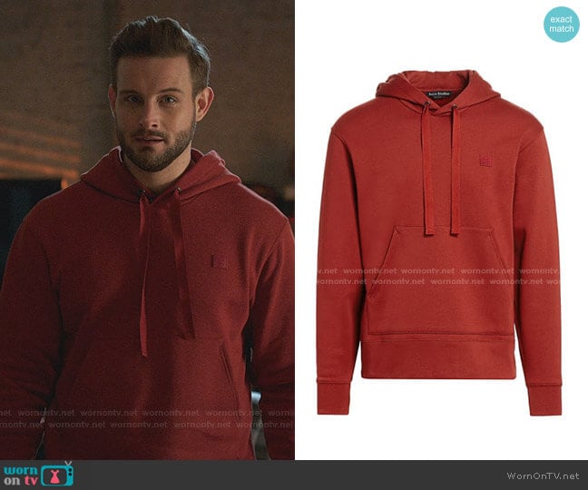 Face-Patch Hoodie by Acne Studios worn by Nico Tortorella on Younger