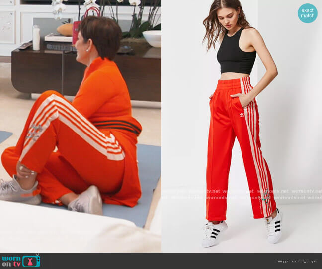 Embroidered Floral Track Pants by Adidas worn by Kris Jenner on Keeping Up with the Kardashians