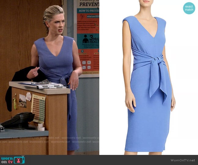 Adrianna Papell Rio Knit Tie-Front Sheath Dress worn by Samantha (Briga Heelan) on B Positive