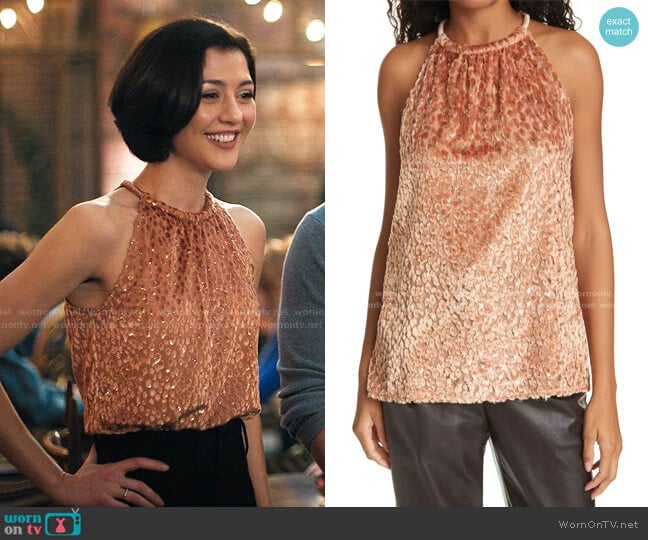 Kinsa Halter Top by A.L.C.  worn by Rosanna Williams (Katie Findlay) on Zoeys Extraordinary Playlist