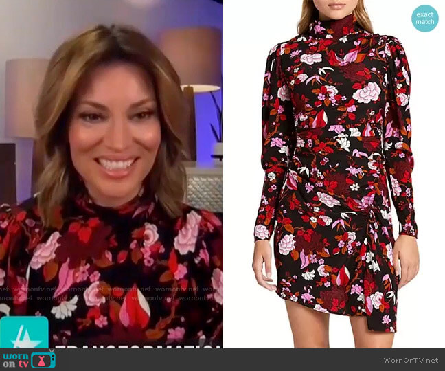 WornOnTV Kit’s black and pink floral dress on Access Hollywood Kit