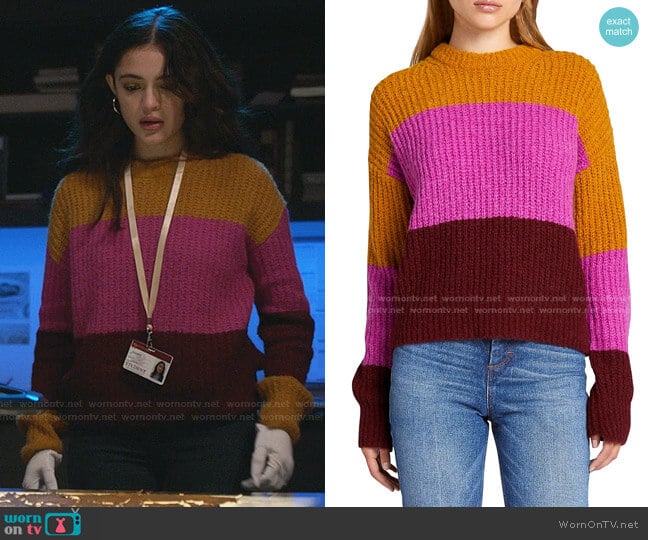 Robertson Colorblock Sweater by A.L.C. worn by Olive Stone (Luna Blaise) on Manifest