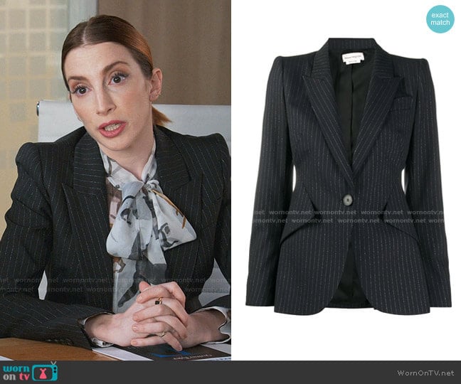 Tailored Pinstripe Blazer by Alexander McQueen worn by Lauren (Molly Bernard) on Younger