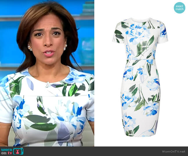 Alexia Admor Blue Floral Sheath worn by Michelle Miller on CBS Mornings