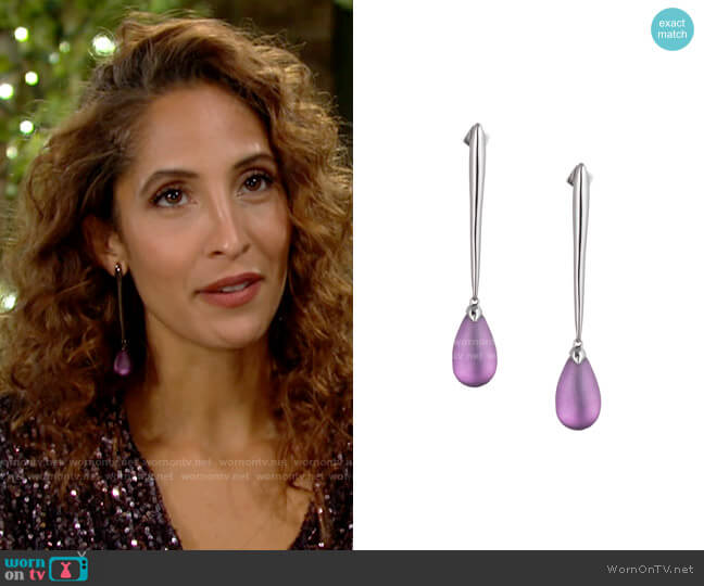 Alexis Bittar Ruthenium-Plated & Lucite Teardrop Linear Earrings worn by Lily Winters (Christel Khalil) on The Young and the Restless