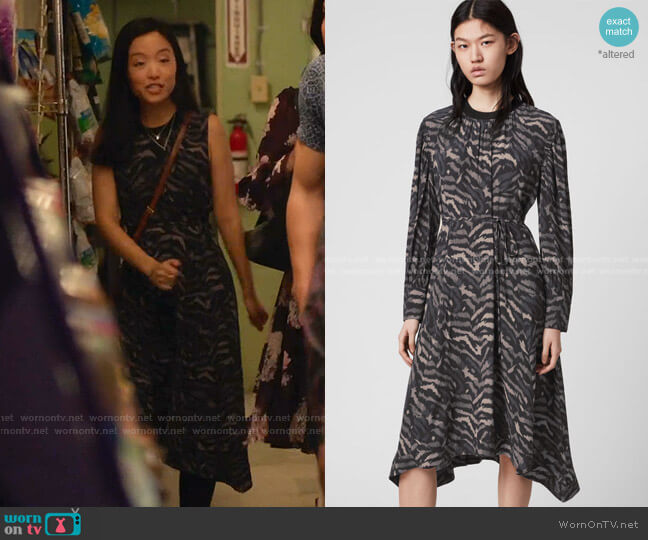 Fayre Remix Dress by All Saints worn by Janet (Andrea Bang) on Kims Convenience