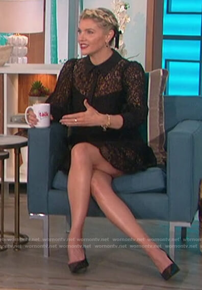 Amanda’s black lace mini dress on The Talk