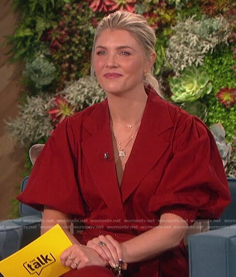 Amanda’s red belted jacket on The Talk