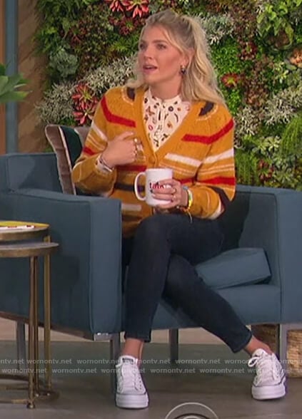 WornOnTV: Amanda’s yellow stripe cardigan on The Talk | Amanda Kloots ...