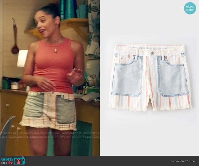 AE Striped Mom Shorts worn by Darla (Bianca Lawson) on Queen Sugar