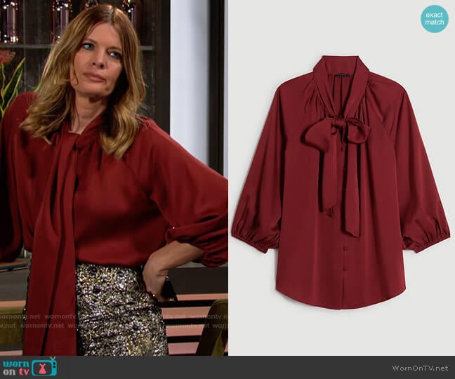 Ann Taylor Bow Blouse worn by Phyllis Summers (Michelle Stafford) on The Young and the Restless