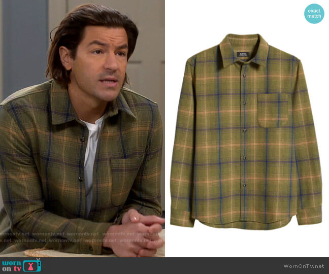 APC Surchemise Trek Plaid Wool Blend Shirt Jacket worn by Ryan Vogelson (Jordan Masterson) on Last Man Standing