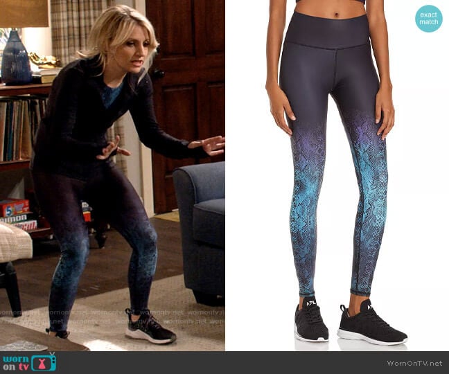 Aqua Ombré Snake Print Leggings worn by Gina Dabrowski (Annaleigh Ashford) on B Positive