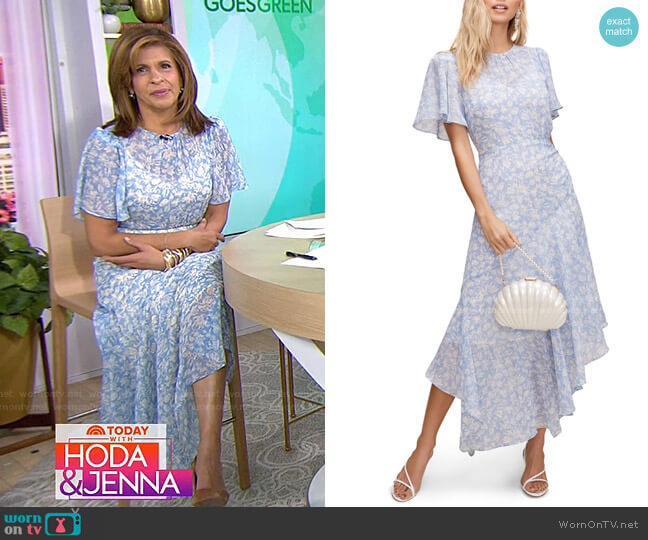 WornOnTV: Hoda’s blue floral asymmetric hem dress on Today | Hoda Kotb ...